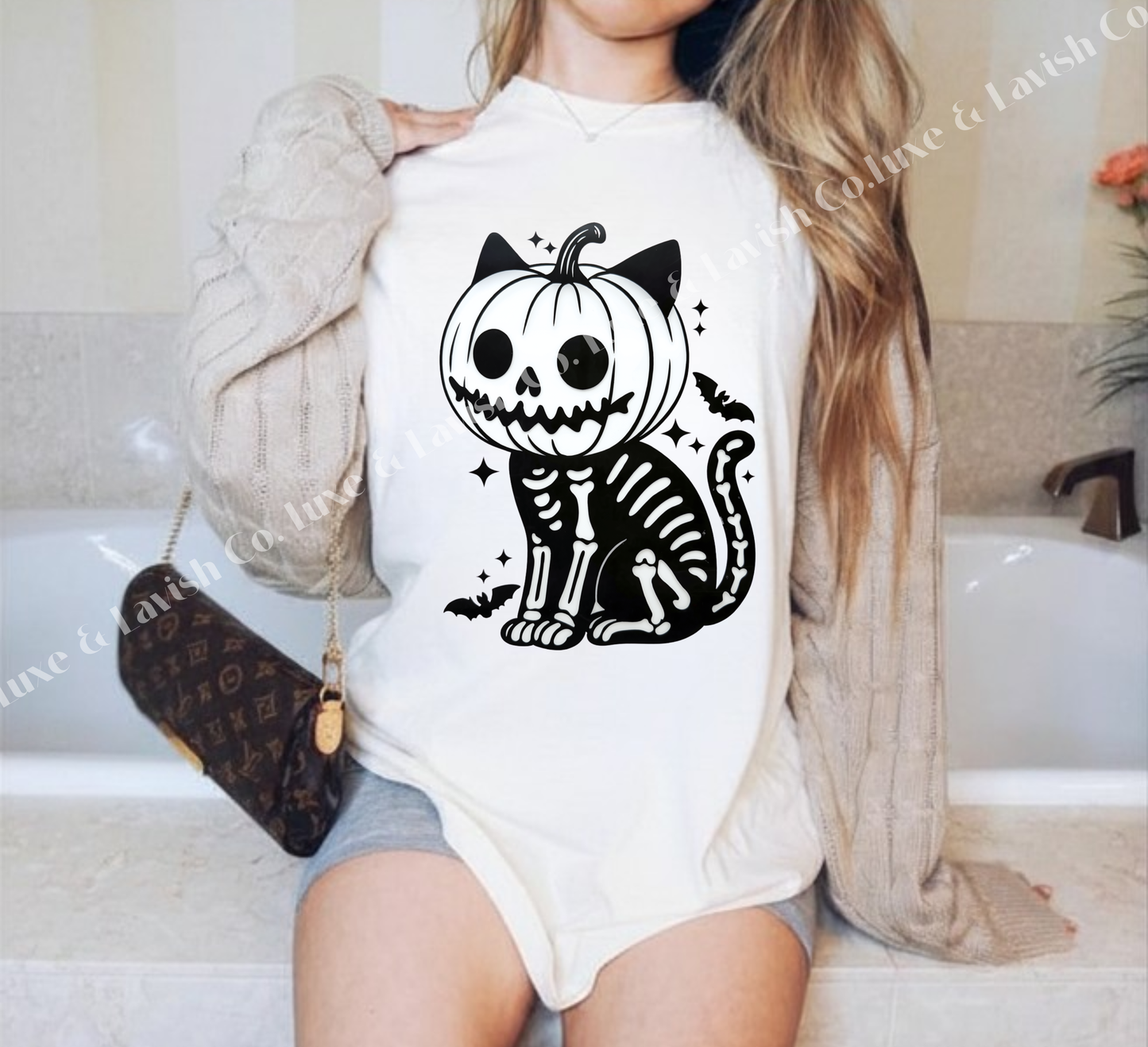 Skeleton Pumpkin Cat