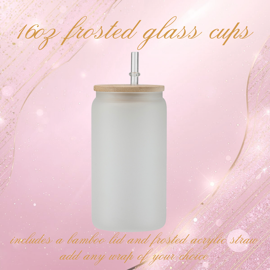 16oz Frosted Glass Can Tumbler (No Glitter)