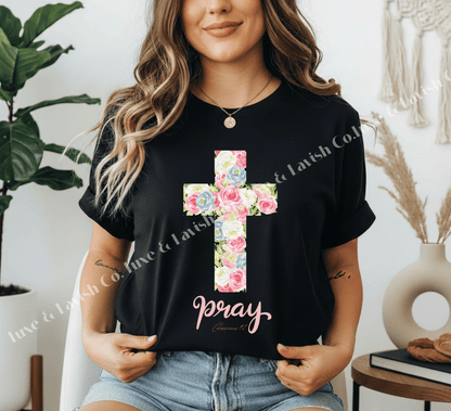 Pray Floral Cross