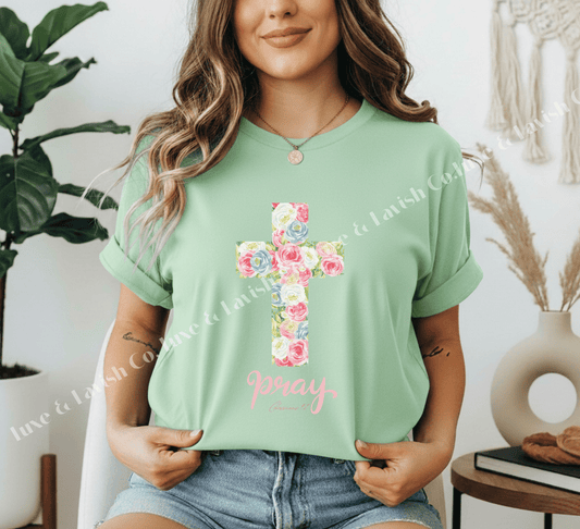 Pray Floral Cross