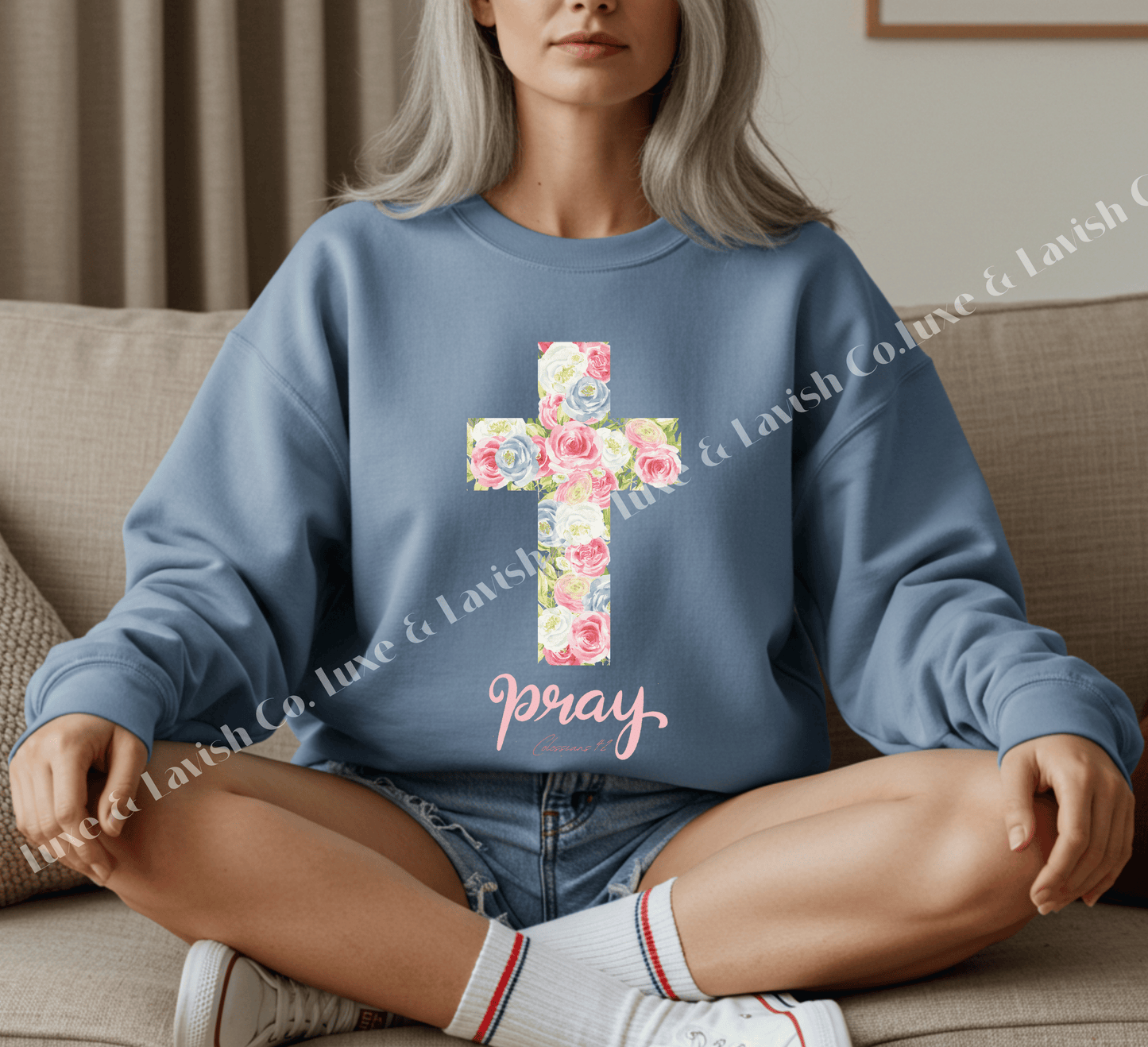Pray Floral Cross