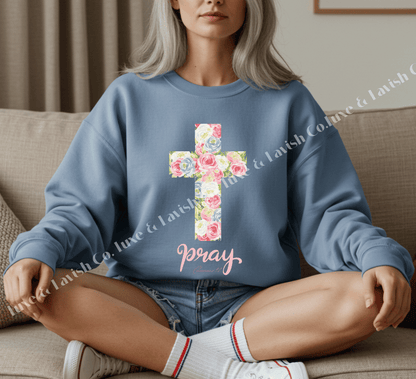 Pray Floral Cross