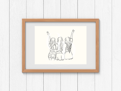 Three Besties Digital Print