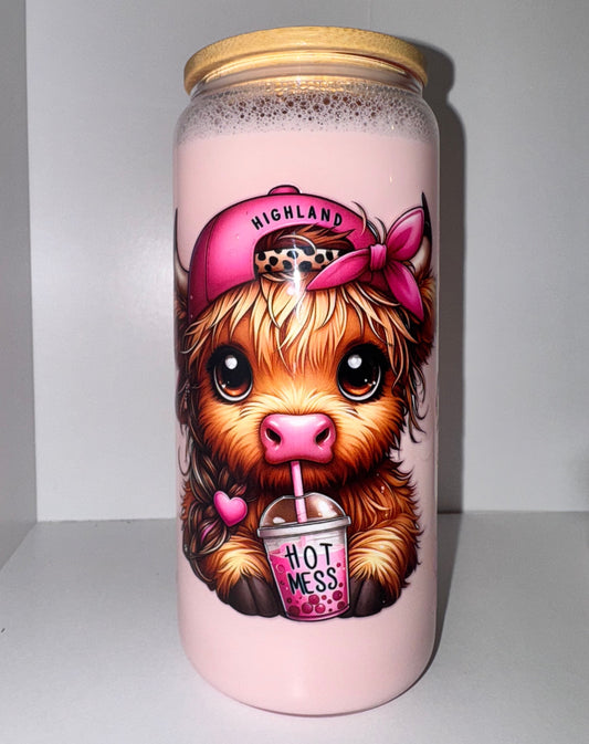 20oz Glass Strawberry Milk Highland