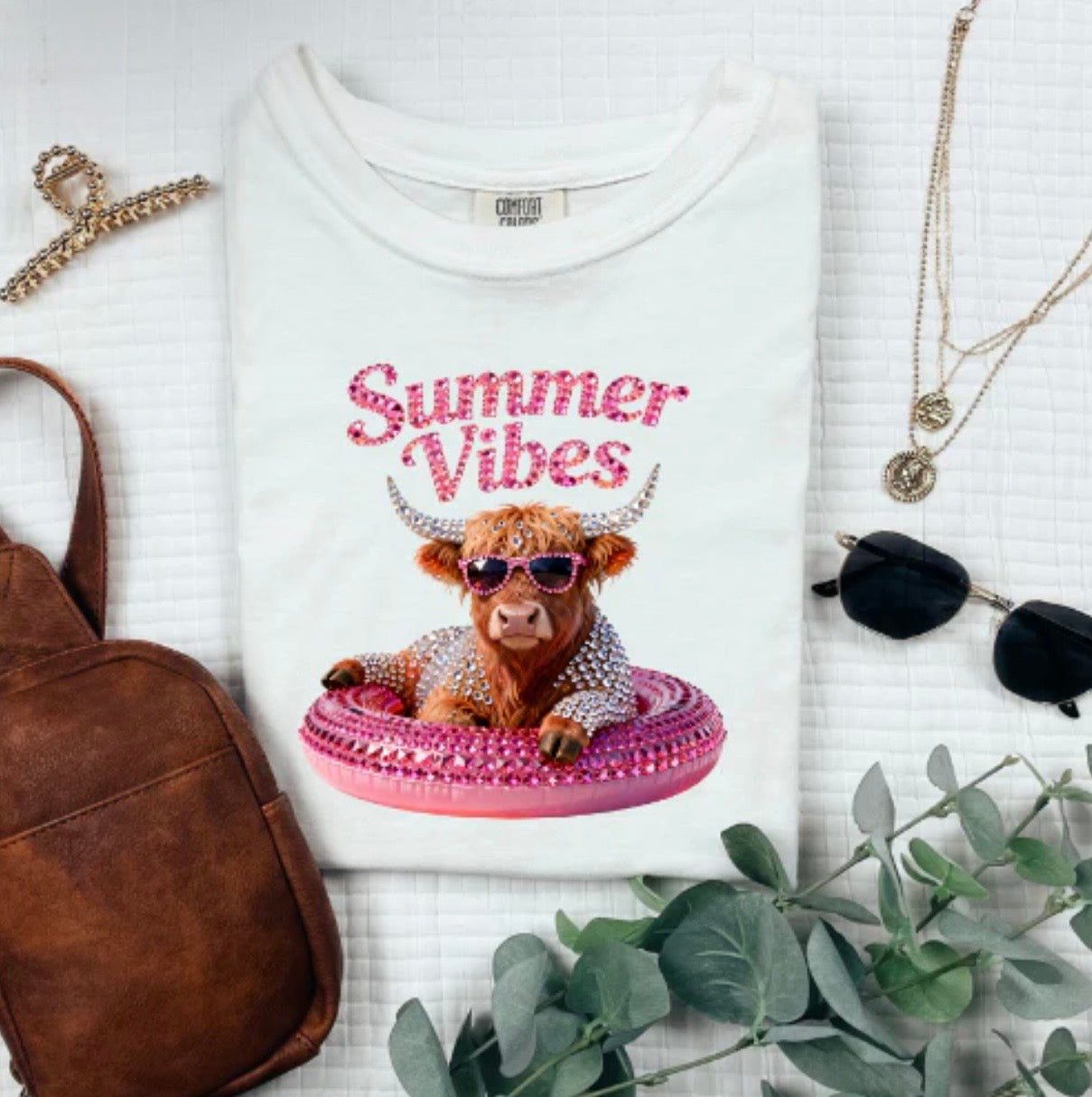 Summer Vibes Bling Cow
