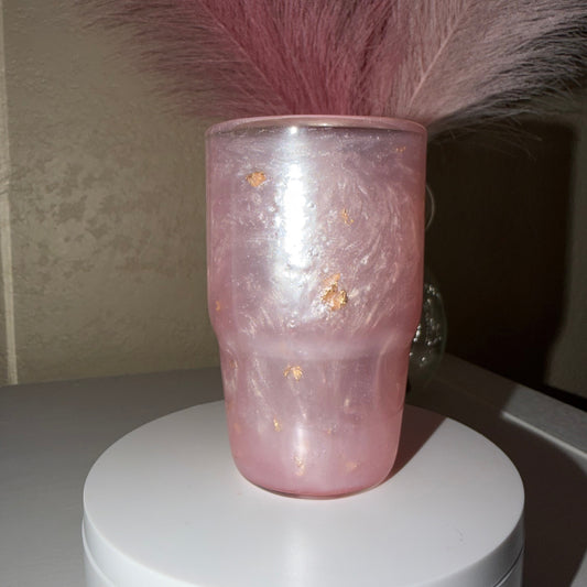 Gold Flake Pink Mica Cup 3oz Glass