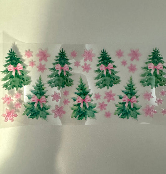 #596 - Trees & Pink Snowflakes