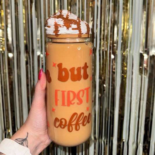 20oz Glass Coffee Cup W/ Whip Lid