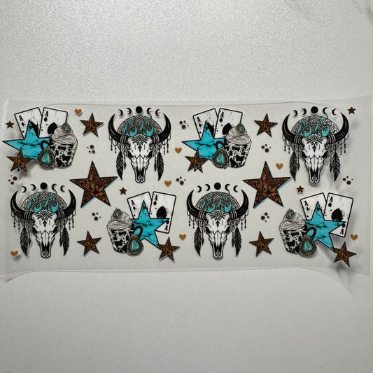 #827 - Turquoise/Brown Bull Head